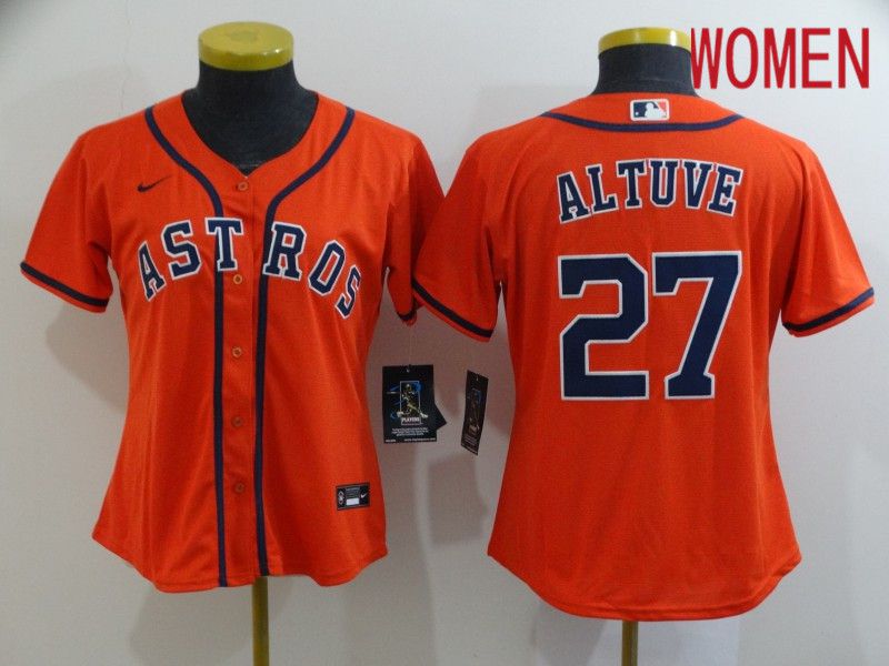 Women Houston Astros #27 Altuve Orange Nike Game MLB Jerseys->women mlb jersey->Women Jersey